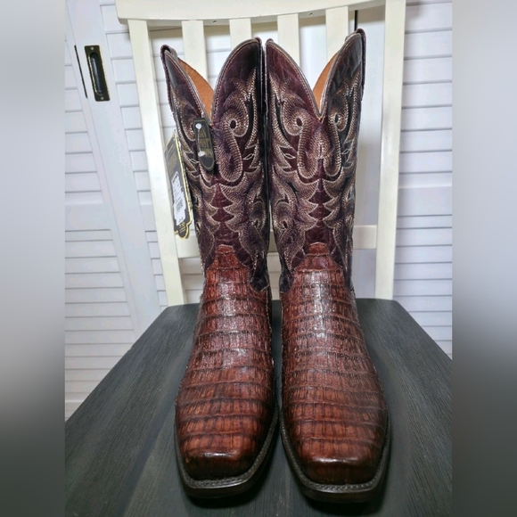 Dan Post Bayou Exotic Caiman Western Boots Square Toe DP3074 Men's Size 10.5 D - Picture 2 of 8